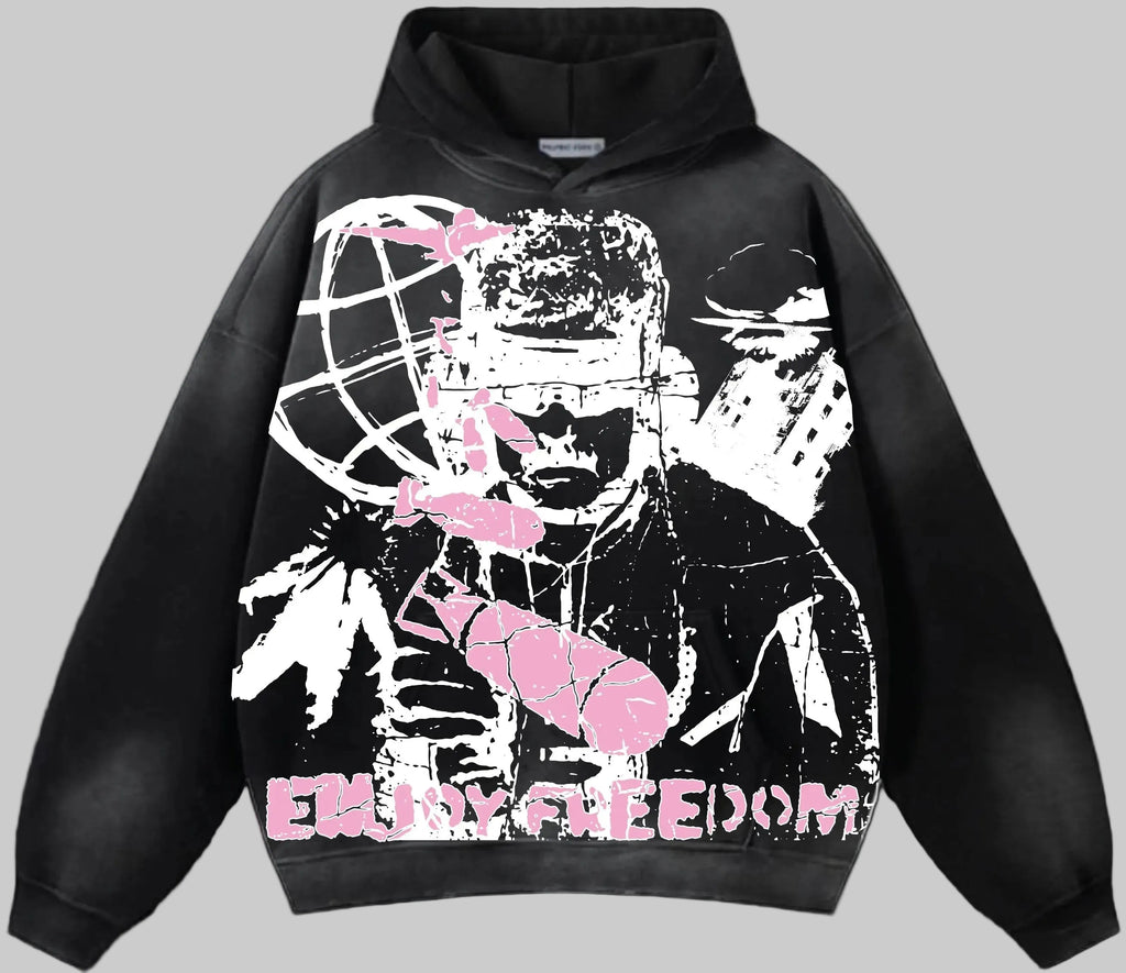 “ENJOY FREEDOM” Hoodie [Pink]